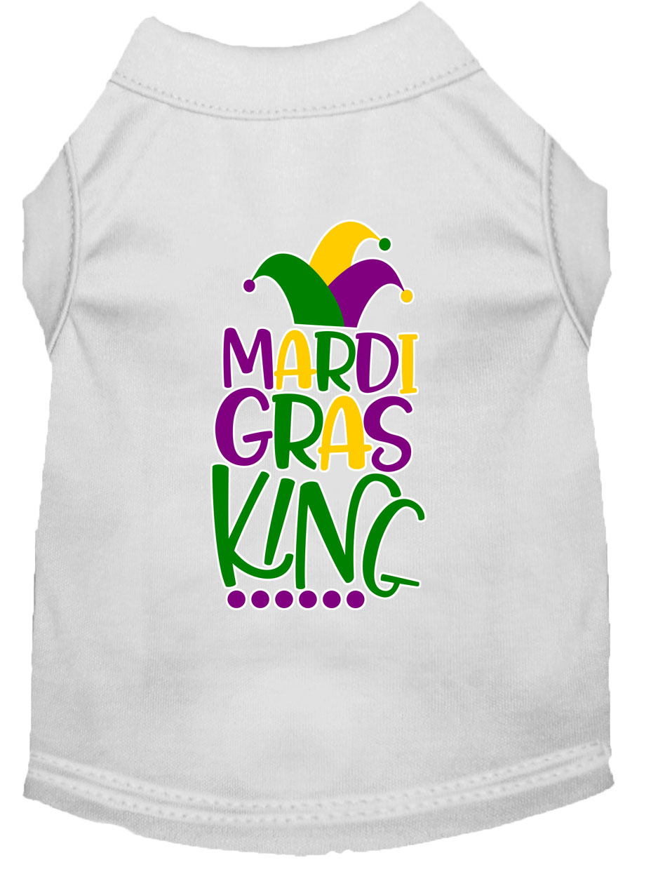 Mardi Gras King Screen Print Mardi Gras Dog Shirt White Lg